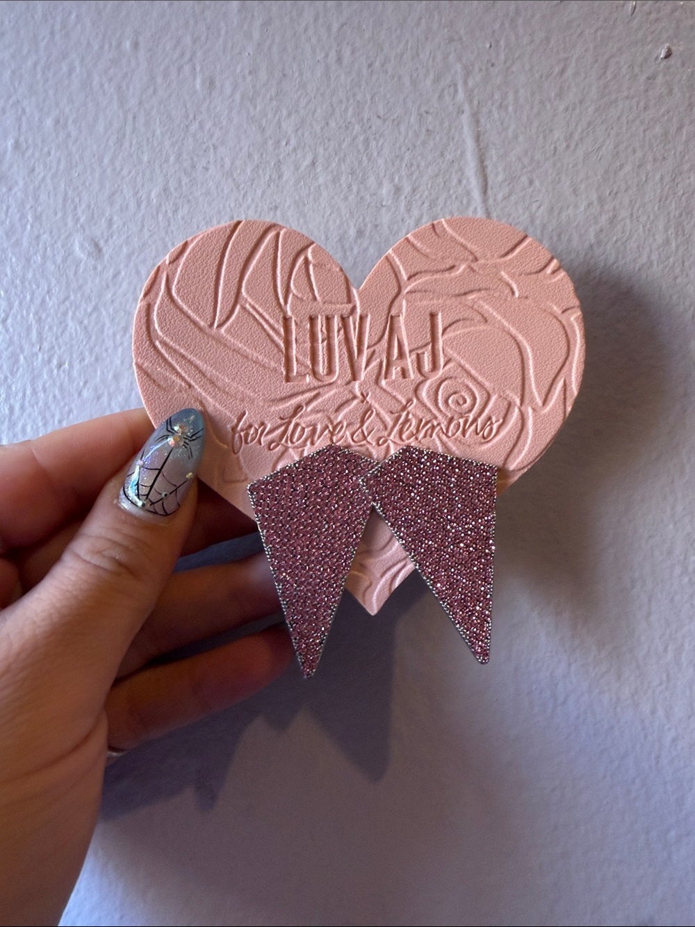 LUV AJ x For Love and Lemons Pink Diamond Shape Glitter Earrings